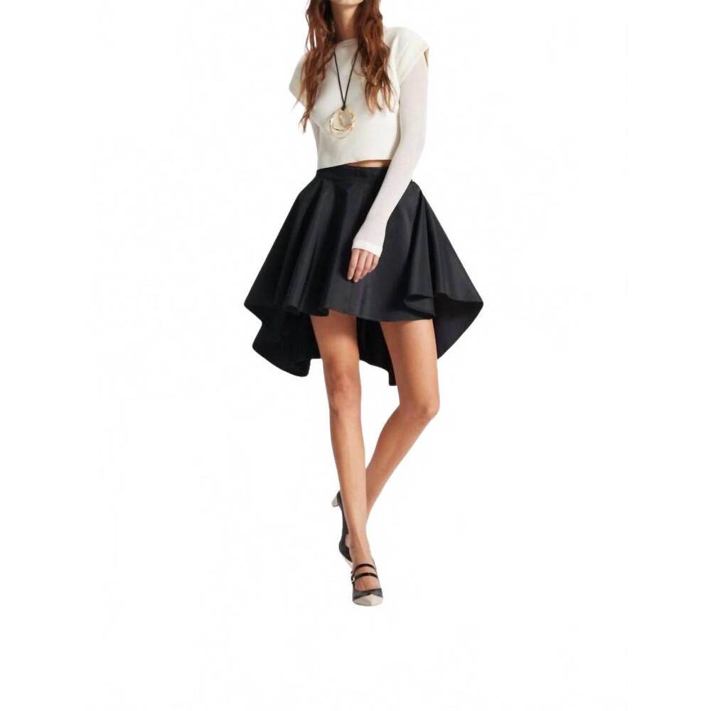 NEW THEO THE LABEL theia taffeta hi low skirt in black